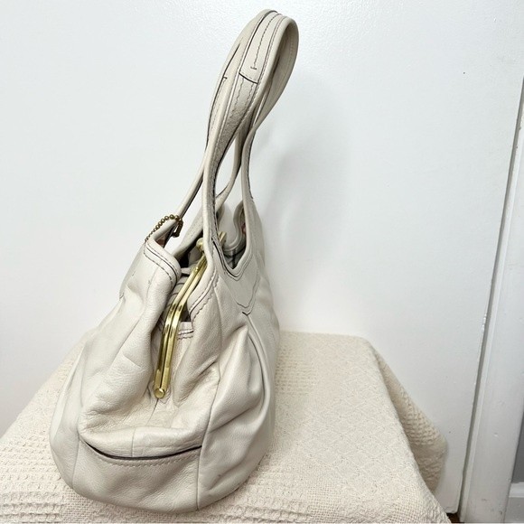 Y2K Coach Ergo Pleated Leather East West Satchel 12248 White Kisslock Hobo Bag - Picture 4 of 15